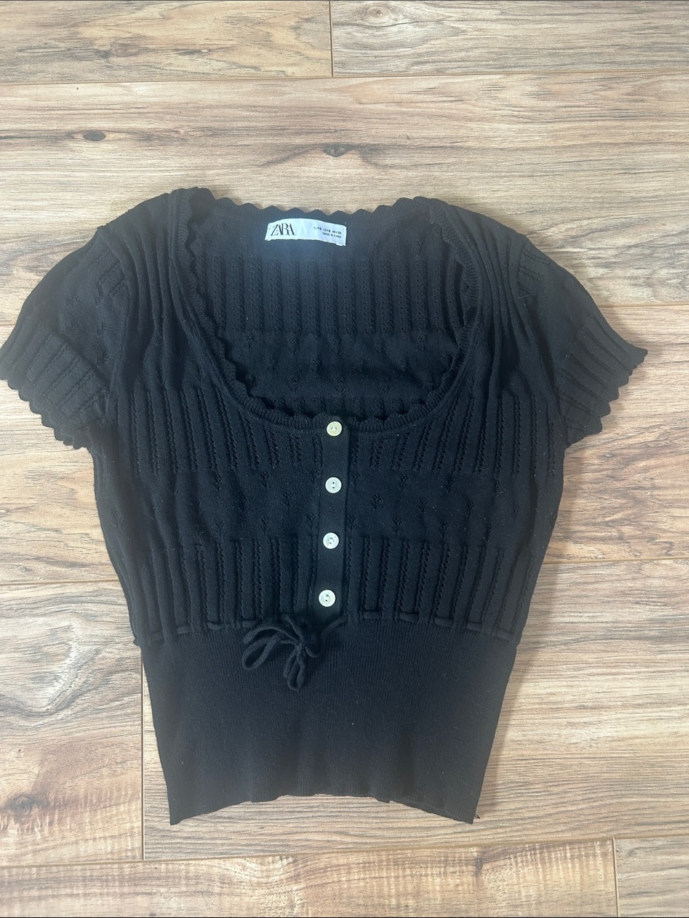Zara Black Scoop-Neck Knit top cotton.